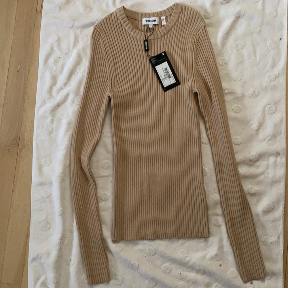 Weekday Long Sleeve Thalia Sweater Beige Dusty